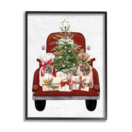 Stupell Industries Country Truck Christmas Gifts Framed Giclee Art